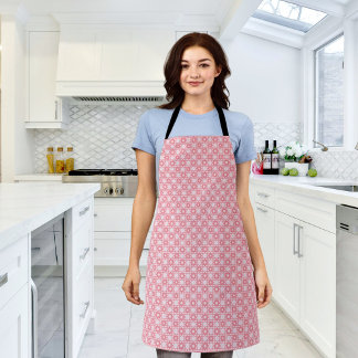 Pink Flower Plaid Pattern Apron