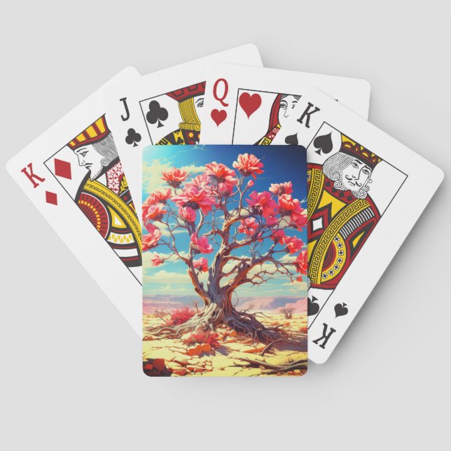 Pink Flower Playing Cards (Back)