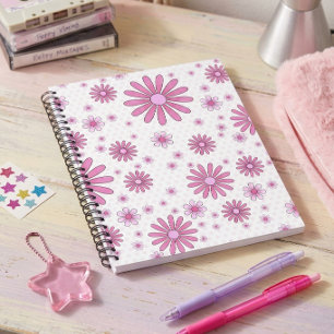 Pink Flower Power Daisy Pattern Floral Notebook