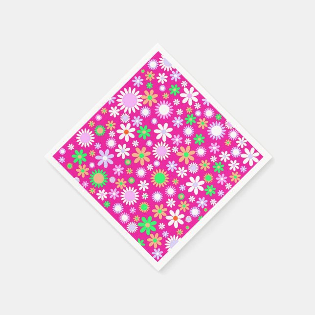 Pink Flower Power Napkin (Corner)