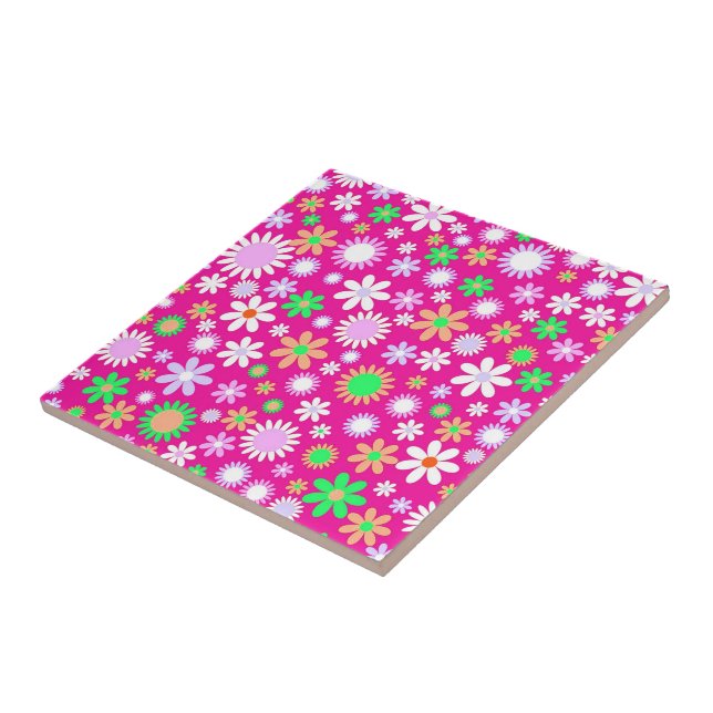 Pink Flower Power Tile (Side)