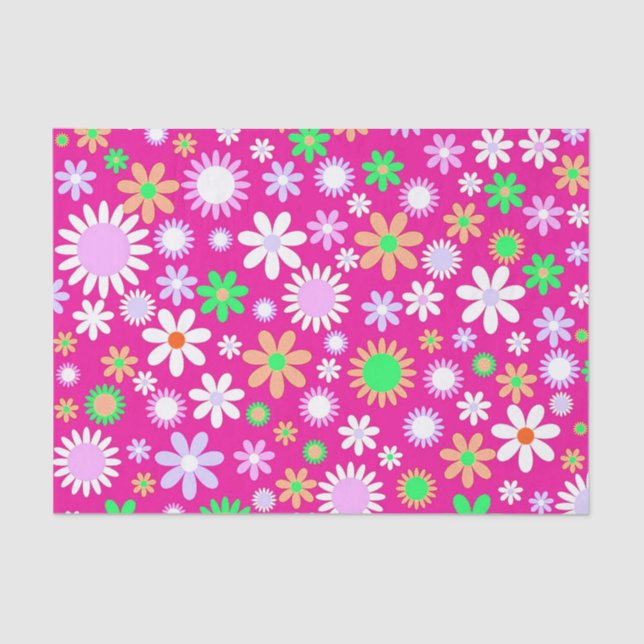 Pink Flower Power Tissue Paper (Front)