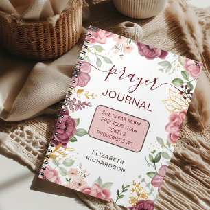 Pink flower prayer journal scripture notebook