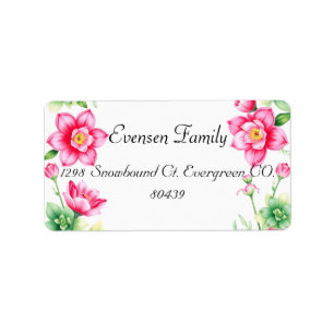 Pink Flower  Return Address Label