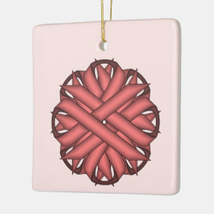 Pink Flower Ribbon by Kenneth Yoncich Ceramic Tree Decoration