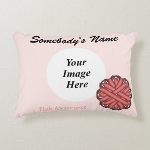 Pink Flower Ribbon Template by Kenneth Yoncich Decorative Cushion