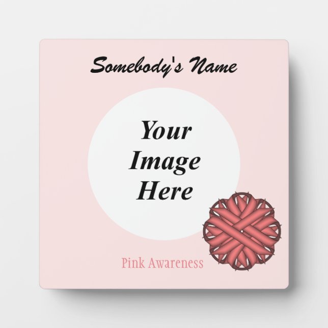 Pink Flower Ribbon Template by Kenneth Yoncich Plaque (Front)