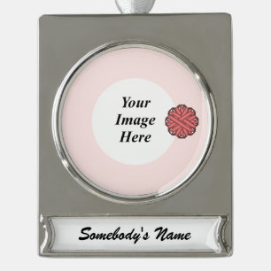 Pink Flower Ribbon Template by Kenneth Yoncich Silver Plated Banner Ornament