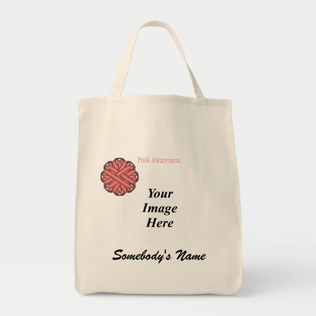 Pink Flower Ribbon Template by Kenneth Yoncich Tote Bag (Front)
