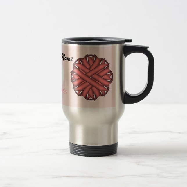 Pink Flower Ribbon Tmpl by Kenneth Yoncich Travel Mug (Right)