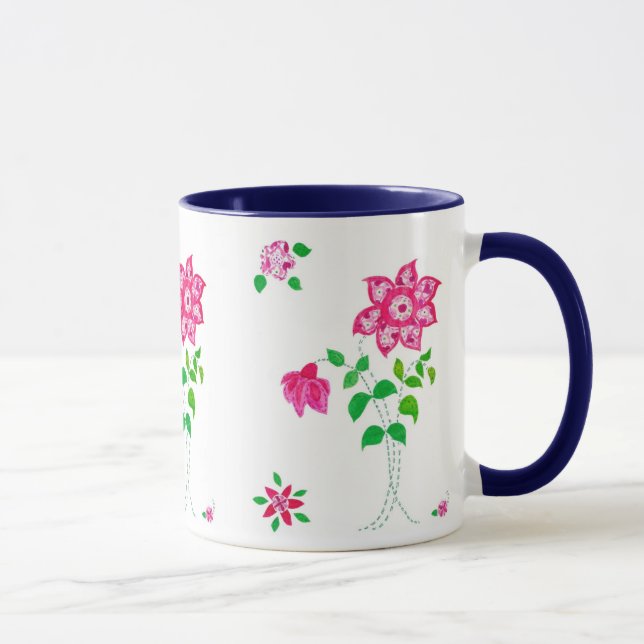 Pink Flower Ringer Mug (Right)