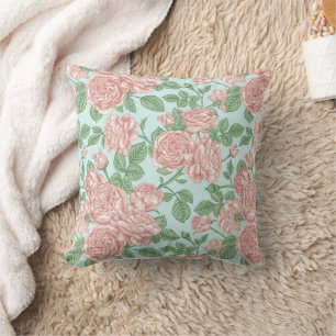 Pink Flower Rose Garden Bouquet Pattern Cushion