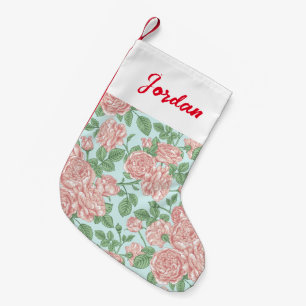 Pink Flower Rose Garden Bouquet Pattern Small Christmas Stocking