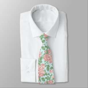 Pink Flower Rose Garden Bouquet Pattern Tie