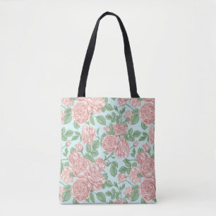 Pink Flower Rose Garden Bouquet Pattern Tote Bag