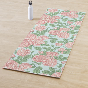 Pink Flower Rose Garden Bouquet Pattern Yoga Mat