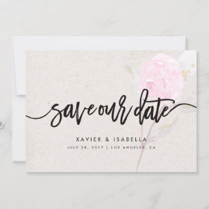 Pink Flower   Save The Date Announcement