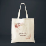 Pink Flower Script Terracotta Bridesmaid Tote Bag<br><div class="desc">Elevate your bridesmaid gifts with our pink floral tote bag,  a perfect blend of modern design and practicality. Featuring a watercolor pink floral with elegant foliage and space to personalize to make a one of a kind accessory,  these home essentials bring a touch of classic charm to your possessions.</div>