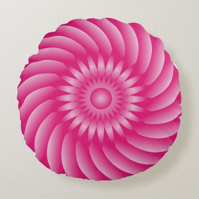 Pink Flower Shape Round Throw Pillow (16") (Front)