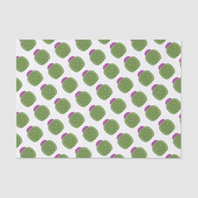 Pink Flower Short Cactus Print Tissue Paper (Front)