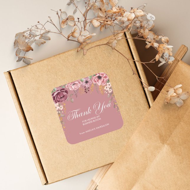 Pink Flower Small Business Thank You Stickers (Creator Uploaded)