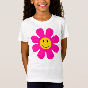 Pink Flower Smiling Face T-Shirt