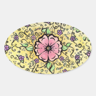 Pink Flower - Spring Oval Sticker