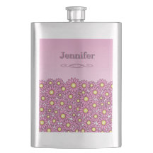 Pink Flower Stainless Steel Classic Flask