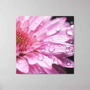 Pink Flower Super Macro with Raindrops Canvas Print