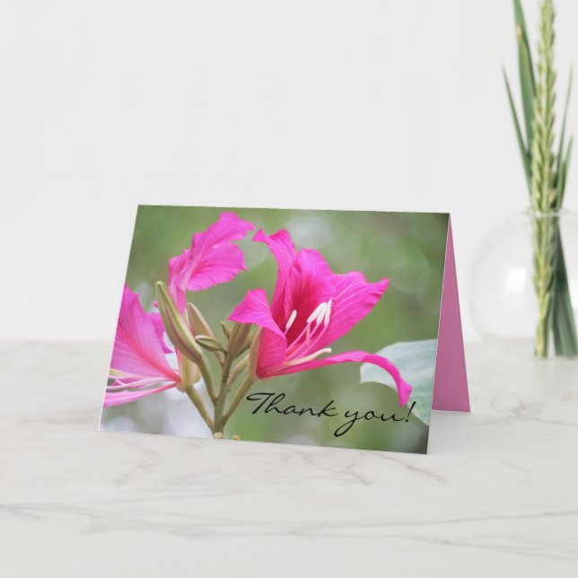 Pink flower Thank you Card (Front)
