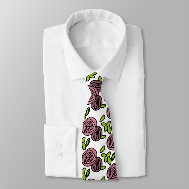 Pink Flower Tie (Tied)