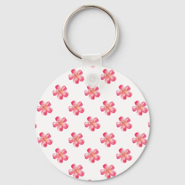 Pink Flower Tropical Key Ring (Front)