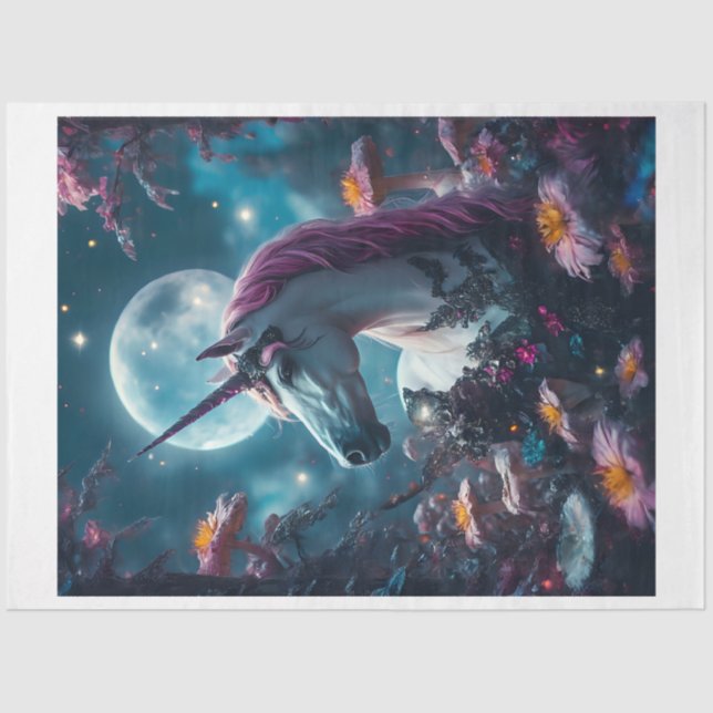 Pink Flower Unicorn Tissue Paper (Front)