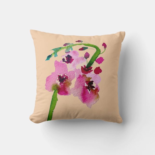 Pink flower Verbascum floral blush art Cushion (Front)