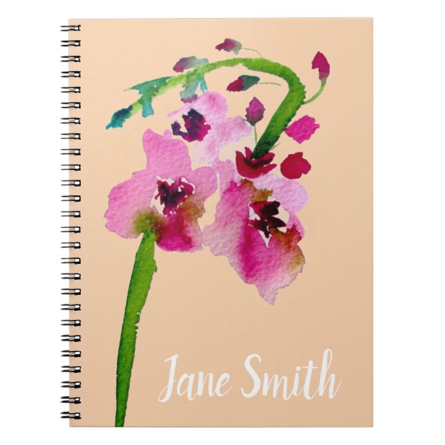 Pink flower Verbascum floral blush art Notebook (Front)