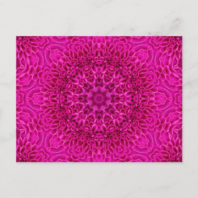 Pink Flower Vintage Fractal Kaleidoscope Postcard (Front)