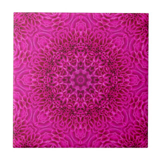 Pink Flower Vintage Fractal Kaleidoscope Tile