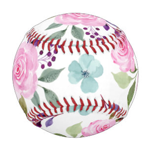 Pink flower watercolor seamless baseball