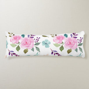 Pink flower watercolor seamless body cushion
