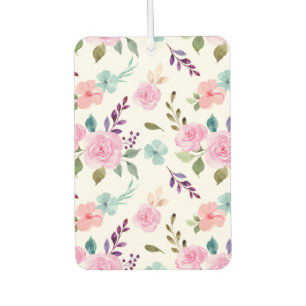 Pink flower watercolor seamless car air freshener