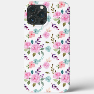 Pink flower watercolor seamless iPhone 13 pro max case