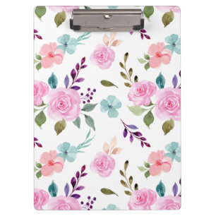 Pink flower watercolor seamless clipboard