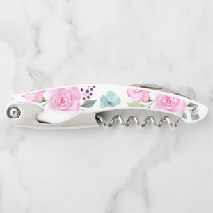 Pink flower watercolor seamless corkscrew