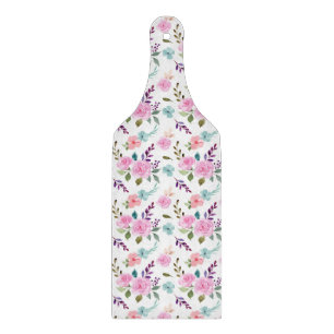 Pink flower watercolor seamless cutting board