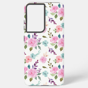 Pink flower watercolor seamless samsung galaxy case