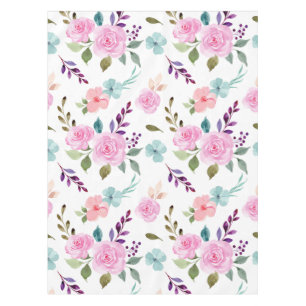 Pink flower watercolor seamless tablecloth