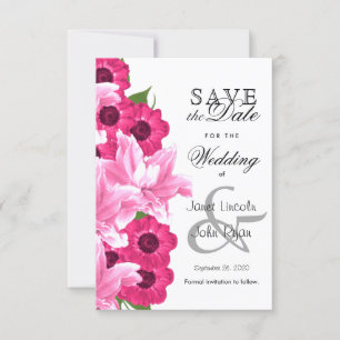 Pink Flower Wedding Design  - Save The Date