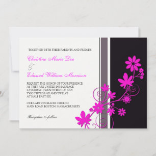 Pink Flower Wedding Invitation