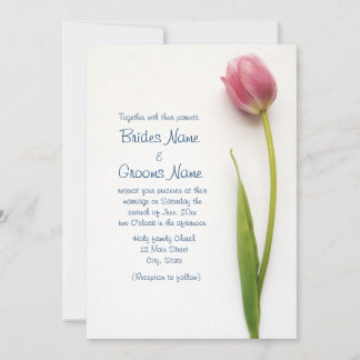 Pink flower wedding invitation