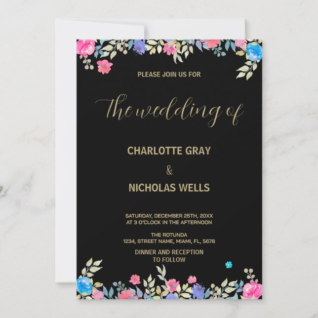 Pink Flower Wedding Invitations (Front)